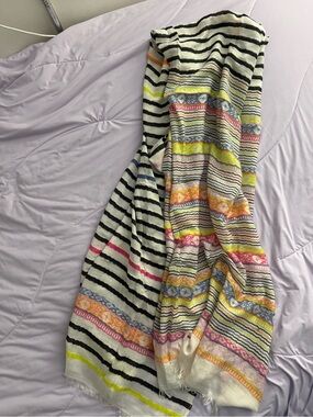 GAP Neon and Black & White Striped Multicolor Lightweight Scarf